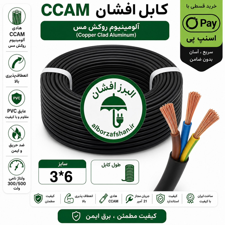 کابل برق البرز افشان سایز3 در 6